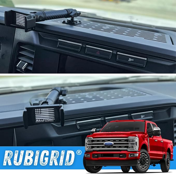 Bulletpoint RubiGrid Metal Dash Mount Phone Holder Multi-Device Mount Compatible with 2023+ Ford Super Duty (Spring-Loaded)