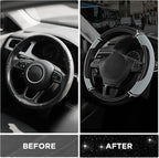 Leather Steering Wheel Cover - Made with PVC Leather - Anti-Slip, Universal Fit 14 1/2 inches to 15 inches - Gray