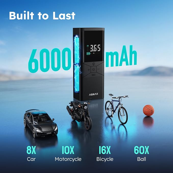 T40 Tire Inflator Portable Air Compressor, 150PSI Cordless Air Pump for Car Tires with Floating Digital Display, Smart Auto Shut-Off, Fast Inflation for Motorcycles, Bicycles, Sports Balls