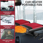 2 Pcs 12V 150W Portable Car Heater Defroster 2 in 1 Modes Automobile Windscreen Fan Heating and Cooling Windshield Fan Defroster Demister with Plug into Cigarette Lighter (Red)