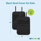 Back Seat Cover for Kids Extra Large - 2 Pack with Multi Pocket Storage Organizer - Back Seats Protector for Upholstery from Dirt, Mud, Scratches - Waterproof Car Seat Protector for Kids