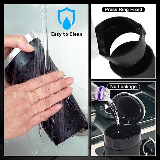 Car Trash Can Bin with Lid - 2 Packs Mini Car Garbage Can Cup Holder-Silver Small Leakproof Vehicle Trash Garbage Can Bin-Automotive Car Organizers and Storage for Back Seat SUV Truck Accessories