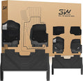 3W Floor Mats (with Metal Pedals)&Carpets Fit for Ford F-150 2015-2026 & F150 Lightning 2022-2025 SuperCrew, TPE All Weather Car Mats Custom Fit Accessories (w/s Original fold Under-Seat Storage Box)