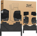 3W Floor Mats (with Metal Pedals)&Carpets Fit for Ford F-150 2015-2026 & F150 Lightning 2022-2025 SuperCrew, TPE All Weather Car Mats Custom Fit Accessories (w/s Original fold Under-Seat Storage Box)