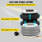 5 Ton/11000 lbs Triple Bag Air Jack, Air Bag Jack Lift Up to 15.75 Inch, 3-5S Fast Lifting, for Cars with Long Handle (Beige)