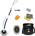 7-in-1 Car Wash Kit with 20L Folding Bucket & Brush – Car Wash Mop with Long Handle, 15° Curved Aluminum Pole for SUV Roof, Car Washing Brushes & Cleaning Supplies, RVs-White.