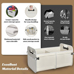Trunk Organizer for Car - 70L Collapsible Trunk Storage with 11 Pockets & Reinforced Handles, SUV Trunk Organizers for Grocery Cargo(White)