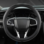 Microfiber Leather Car Steering Wheel Cover for Honda Civic, CR-Z, Insight, S2000,14-14.25 inch (Black+Gray Line-Small Size)
