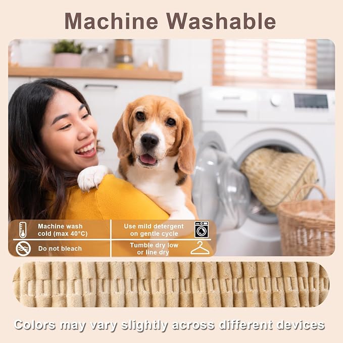Dog Car Seat Cover for Front Seat, Soft Plush Waterproof Pet Protector with Non-Slip Bottom, Full Coverage with Side Flaps, Against Hair, Dirt and Scratches for SUVs and Trucks (Tan, Front)
