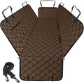 Waterproof Dog Car Seat Cover for Back Seat, Pet Hammock- L, Coffee/Black | Durable waterproof hammock with nonslip design & storage pockets. Protects seats from scratches, fits cars, SUVs & trucks.
