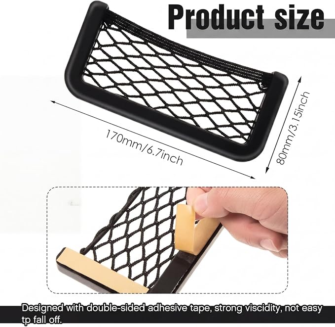 2 Pcs Boat Storage Net Bag, ABS Plastic Car Framed Mesh Net Holder, Phone & Cargo Organizer with Screws for Auto, Rv, Boat, Pontoon, Truck Pocket Storage (6.7 x 3.15 Inch)
