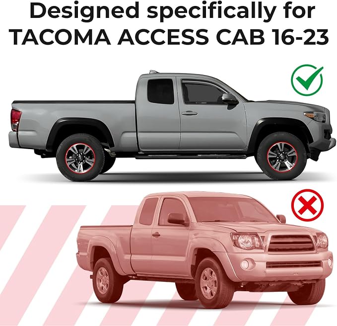 Window Deflectors Smoke Tinted In-Channel Side Window Vent Visor Deflectors Rain Guards Compatible with Toyota Tacoma 2016-2023 Access Cab/Double Cab - 2pcs. GW0083