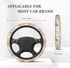 Retro Pigeon Flower Elastic Steering Wheel Cover Non-Slip Breathable Steering Wheel Protector Fit Auto, SUVs, Truck