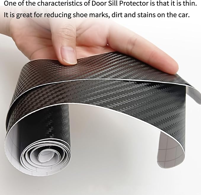 Car Door Sill Protector,4D Carbon Fiber Anti-Scratch Cover Strips,Universal Scuff Protective Door Threshold Guard Vinyl Sticker for Car Truck SUV(4PCS)