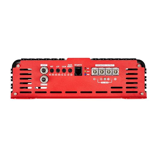 Monoblock Car Amplifier, 2000W RMS MAX, 1/2/4 Ohm Stable, 1-Channel Class D Car Audio Amplifier with Remote Subwoofer Level Control, Low Pass Filter and Bass Boost, Volume Controller Included