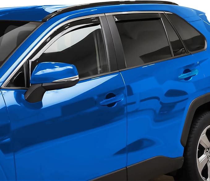 Goodyear Shatterproof in-Channel Window Deflectors for Toyota RAV4 2019-2025, Rain Guards, Window Visors for Cars, Vent Deflector, Car Accessories, 4 pcs - GY008506