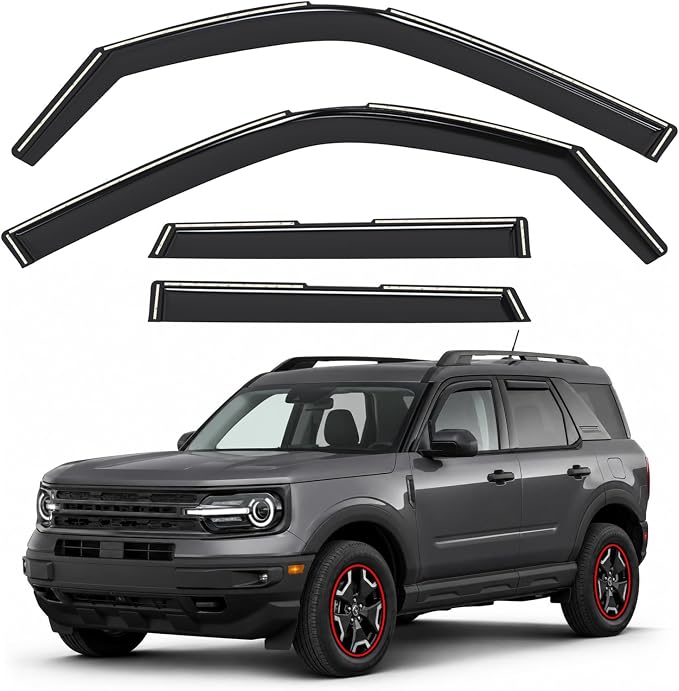 GrandWheel Window Deflectors Smoke Tinted in-Channel Side Window Vent Visor Deflectors Rain Guards Compatible with Bronco Sport 2021-2026 - 4pcs. GW0873
