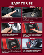 Tire Inflator Portable Air Compressor, Air Pump DC/AC for Car Tires 12V DC and Other Inflatables at Home 110V AC, Digital Electric Tire Pump with Pressure Gauge(Red)
