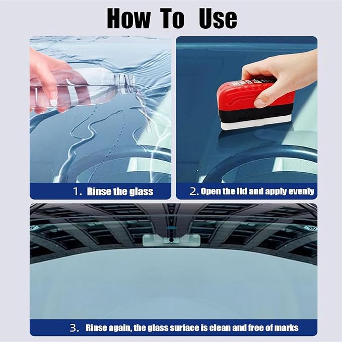 2026 Upgrade Clear Vision Windshield Cleaner, Clear Vision Glass Cleaner, Reusable Oil Film Cleaning Brush for Car Windows, Crystal-Clear View in Any Weather, Prevents Rain and Fog (3, 2.0 Red)