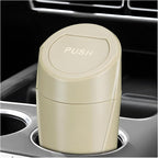 Car Trash Can Bin with Lid, Leakproof Portable Garbage Trash Bin Mini Cup Holder Organizer, Automotive Interior Dustbin Multipurpose Storage Container for Car Home Office (Beige)