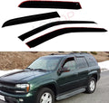 4pcs Window Visors Compatible with 2002-2009 Trailblazer Envoy 5 Passenger Models Front+Rear Smoke Sun/Rain Guard Outside Mount Tape-On
