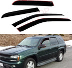 4pcs Window Visors Compatible with 2002-2009 Trailblazer Envoy 5 Passenger Models Front+Rear Smoke Sun/Rain Guard Outside Mount Tape-On