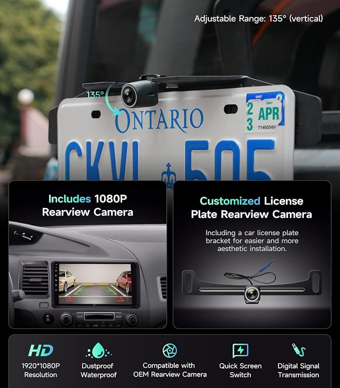 Car Radio Stereo for Honda Civic 2006-2011, Wireless CarPlay Android Auto | 9" IPS HD touchscreen, 64G storage, 5G WiFi GPS navigation, phone link, Bluetooth FM AM SWC, 1080P backup camera