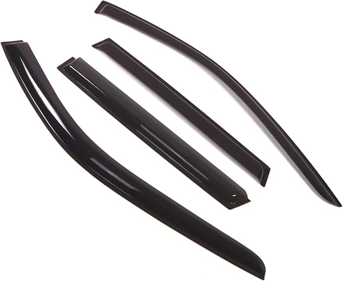 WD2-272B Dark Smoke 4 Pcs Set Window Visor (Outside Mount) Deflector Rain Guard Compatible with 2017-2018 Jeep Grand Cherokee