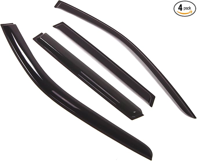 Outside Mount Window Vent Visors Rain Guards Compatible with Jeep Grand Cherokee 2017-2018 | Side Window Wind Deflectors Rain Shields | Black Tinted, 4 Pcs Set, BGWV-272B