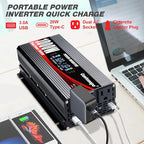 1000W Car Power Inverter DC 12V to 110V/120V AC Converter with LCD Display 2 AC Outlets, 3.0A USB and Type-C Car Inverter for RV Camping Laptop Truck Vehicle