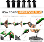 Tubeless Tire Gun Puncture Repair Kit with Mushroom Plug for Tyre Punctures and Flats on Cars, Motorcycles, ATV, Trucks & Tractors (Gun Puncture kit 15 Plugs, Green)