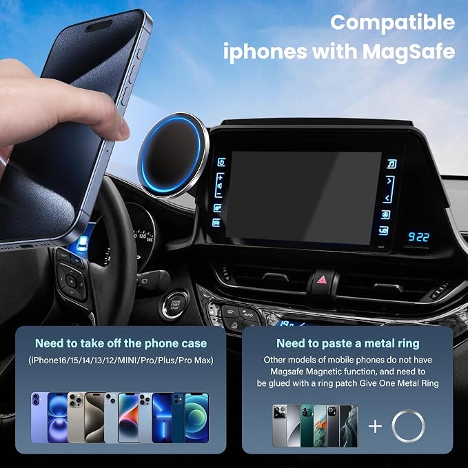 Car Phone Holder Fit for Toyota CHR/CH-R 2019 2020 2021 2022- for MagSafe Magnetic Cell Phone Mount for chr Accessories 8 inch Touchscreen -Cradles Strong Magnets for iPhone