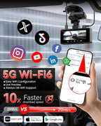 4K+4K Dash Cam Front and Rear, Dual STARVIS Sensor, 5G WiFi-6 (up to 20MB/s) with App, 128G SD Card Included, GPS, Dash Camera for Cars with 24/7 Parking Mode, 3.18 Inch IPS, 170° Wide Angle
