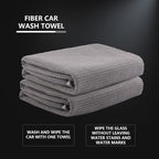 Microfiber Drying Towel, 2 PCs Car Wash Drying Towel, Waffle-Weave Highly Absorbent, Scratch Free,Big Cleaning Cloth Towel for Auto Detailing, 380GSM, 25.2 x 34.3 inch, Grey-MT033