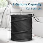 Car Trash Can, 4 Gallons Garbage Can, Collapsible Pop-Up Trash Bin | Trash Can for Car Front Back Seat, Portable Car Trash Bag Hanging for Vehicle SUV Rv Truck Accessories Interior, Black