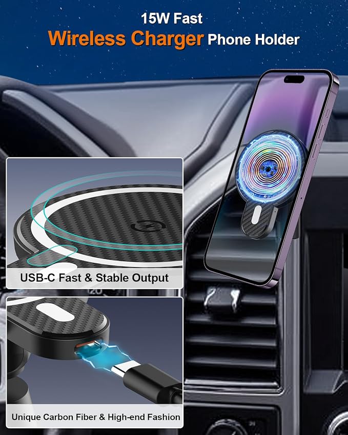 PZK Car Phone Mount for Toyota Camry 2007-2011 Accessories Custom Air Vent | Magnetic 15W Fast Wireless Charger Car Phone Holder with Magsafe 360° Rotation Hands-Free Cell Phone Cradles for iPhone