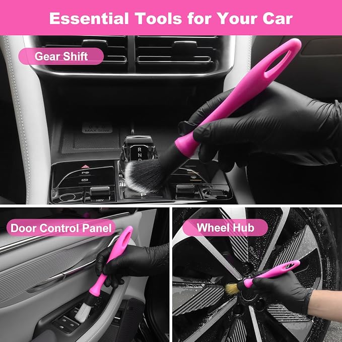 Car Detailing Cleaning Kit Interior Cleaner, Car Detailing Brush Set, Pink Car Accessories Essentials for Women, Car Cleaning Gel, Car Cleaning Supplies Tools Stuff for RV, SUV, Interior