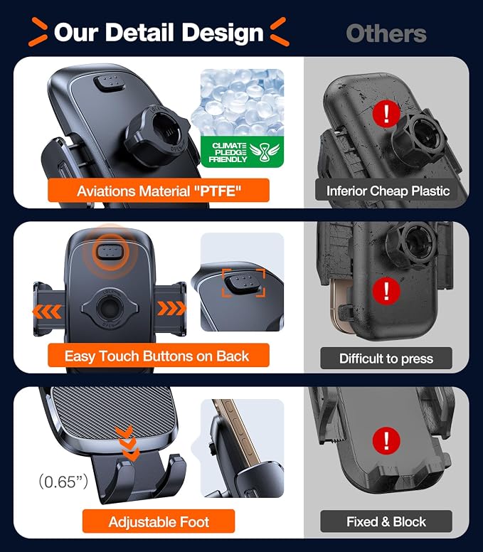 Ultra-Durable Phone Holders for Your Car【96+LBS Strongest Suction】 Car Phone Holder Mount, Safety Certs Cell Phone Car Mount Truck for Dashboard Windshield Vent for iPhone 17 16 15 14 Pro Max