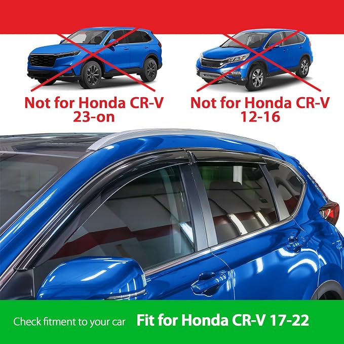 Goodyear Shatterproof Side Window Deflectors for Honda CR-V (CRV) 2017-2022, Rain Guards, Window Visors for Cars, Vent Deflector, Car Accessories, 4 pcs. - GY008732