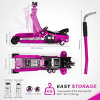 Floor Jack Kit 2.5 Ton (5,500 lbs) | Car Jack - Hydraulic Low Profile Trolley Jack - Tire Tool for SUV and Auto with Lug Wrench Pink