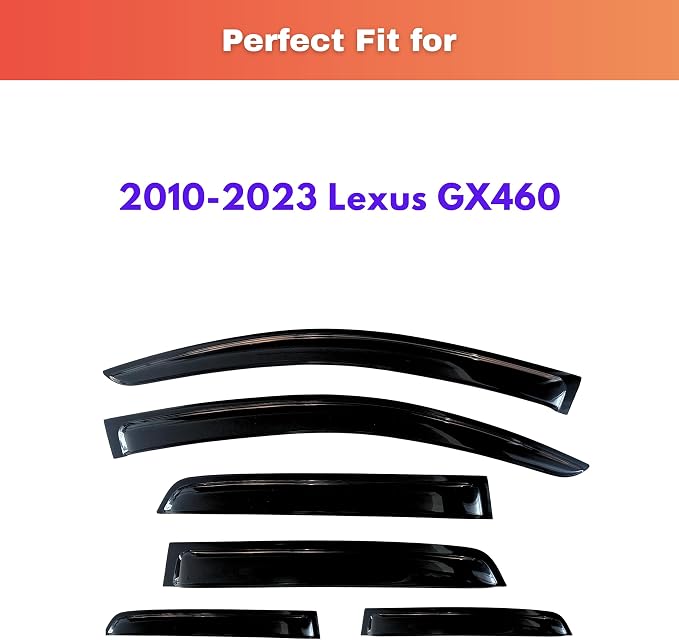 KPY Rain Guards Fit for 2010-2023 Lexus GX460, Out-Channel Window Visors Vent Wind Deflectors 6PC, Car Accessories for 10-23 Lexus GX Series
