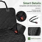 Dog Car Seat Cover for Back Seat, Waterproof 600D Oxford Pet Seat Protector for Cars SUVs Trucks, Heavy Duty Non-Slip Rear Bench Cover, Machine Washable Scratchproof - Black
