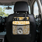 Car Backseat Organizer - Cute Aesthetic Car Storage Bin with Mesh Pocket & Reinforced Base - Universal Fit Hanging Seat Back Accessories for Women (Yellow)