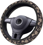 Elastic Skulls Halloween Car Steering Wheel Cover Protector Thicken,Grunge Spooky Horror Black,Anti Slip Stretchy Soft Car Accessories for Diverse Cars Truck SUV for Men Women Universal 15 Inch