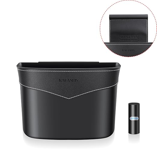 Car Trash Can Mini Trash Bin Garbage Organizer with Plastic Trash Bag Automotive Small Garbage Bin for Home Office Auto Vehicle Car Door Front Back Seat Storage Accessories Glovebox Trash Can