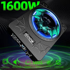 1600W Car Subwoofer, 10" Ultra-Thin Powered Under-Seat Subs with Built-in Amplifier, (LPF/Gain/Bass Boost) LED Ambient Lights, Independent Bass Knob, Distortion-Free Deep Bass for Most Vehicles