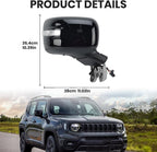 Right Passenger Side Mirror Compatible with Jeep Renegade 2015 2016 2017 2018 2019 2020 2021 2022 Door Mirrors Power Heated with Turn Signal Indicator Temperature Sensor Bright Black (7+2 pins)