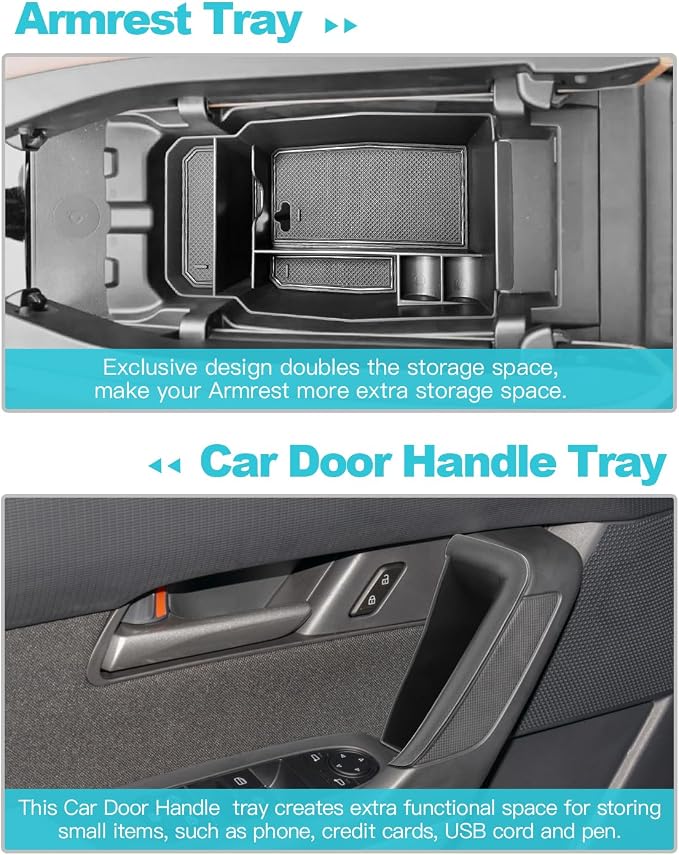 5Pcs for 2023-2026 Mazda CX50 Center Console & Door Handle Organizer | for 2023-2026 Mazda CX-50 Accessories Console Armrest Tray Side Door Trash Container Storage Door Handle Pocket Insert