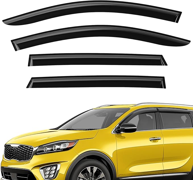 Extra Durable Window Deflectors Tape-On Window Visors Rain Guards Fit for Kia Sorento 2016-2020, Sun Visors, Wind Vent for Shades, Exterior Car Accessories - 4pcs. AG0087