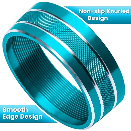 Audio Air Conditioning Button Cover Decoration Twist Switch Ring Trim for Jeep Wrangler JK JKU Patriot 2011-2018, Compass 11-16, Liberty 08-12, Dodge Challenger 08-14 Interior Accessories (Light Blue)